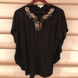Joseph A Black Beaded Top PS